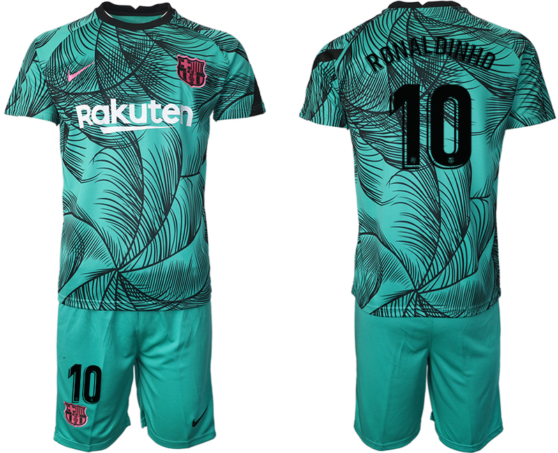 Men 2021 Barcelonagreen training suit #10 soccer jerseys